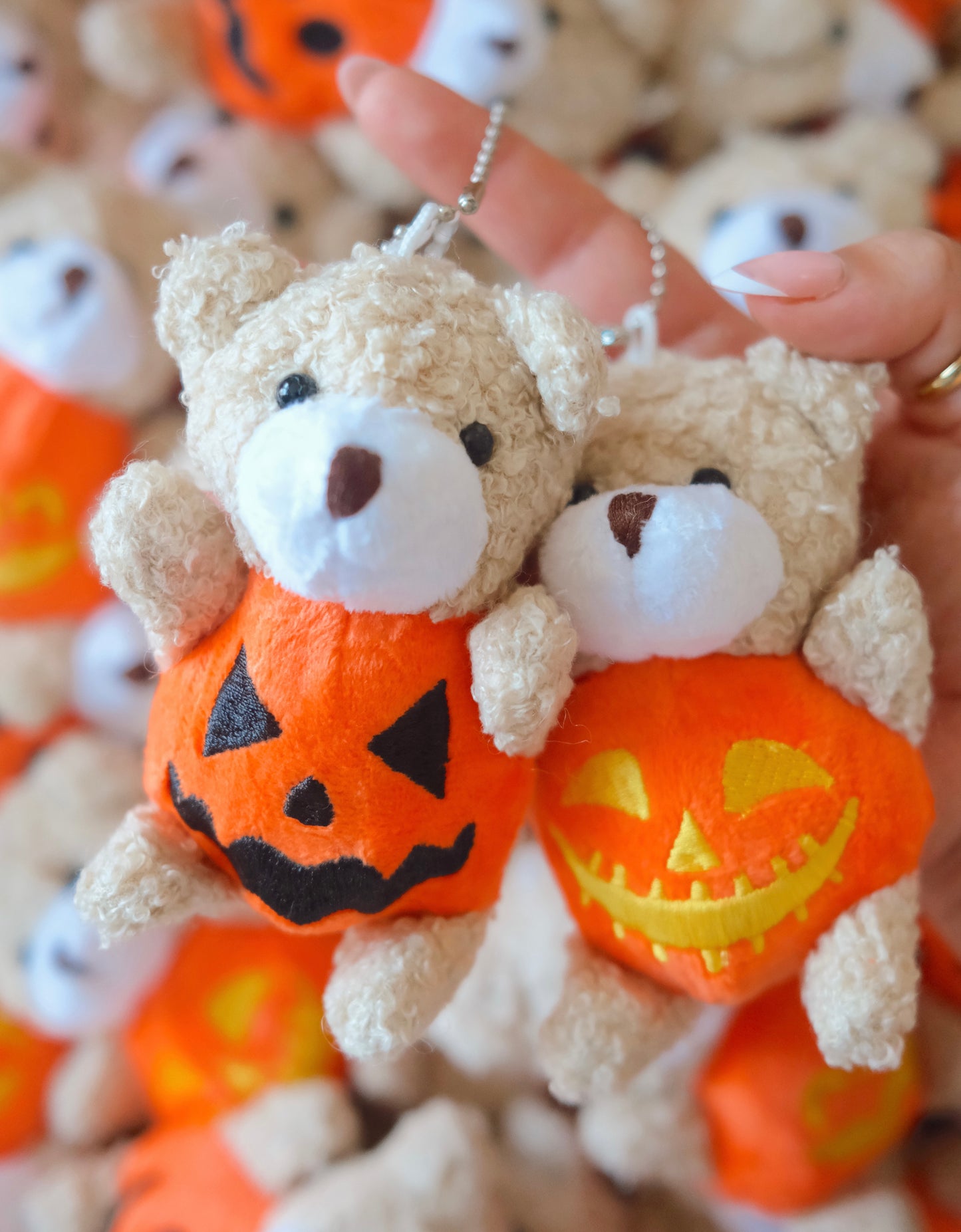 Teddy Pumpkin Plush Keychain