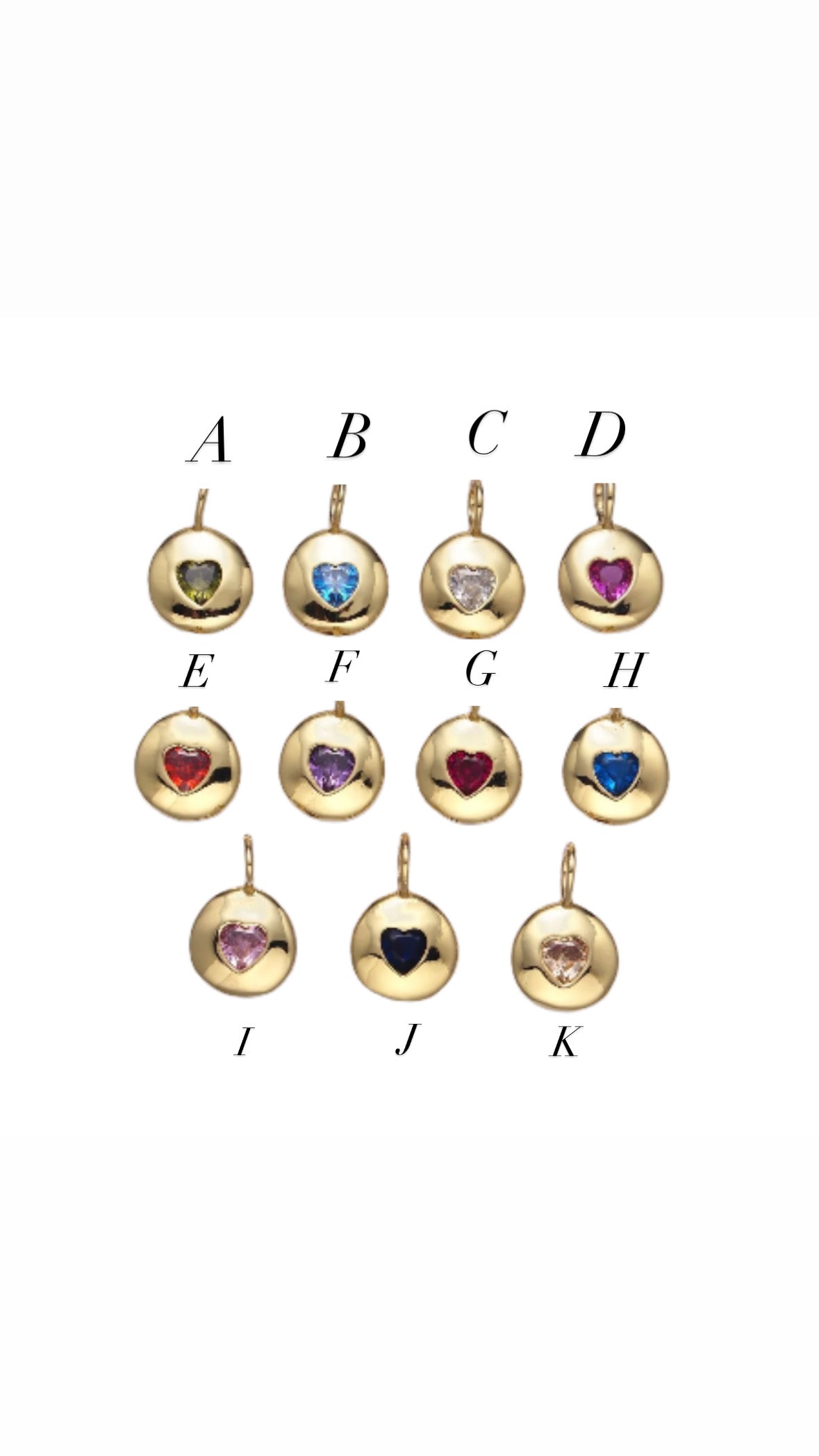 CZ Heart Bezel Charm
