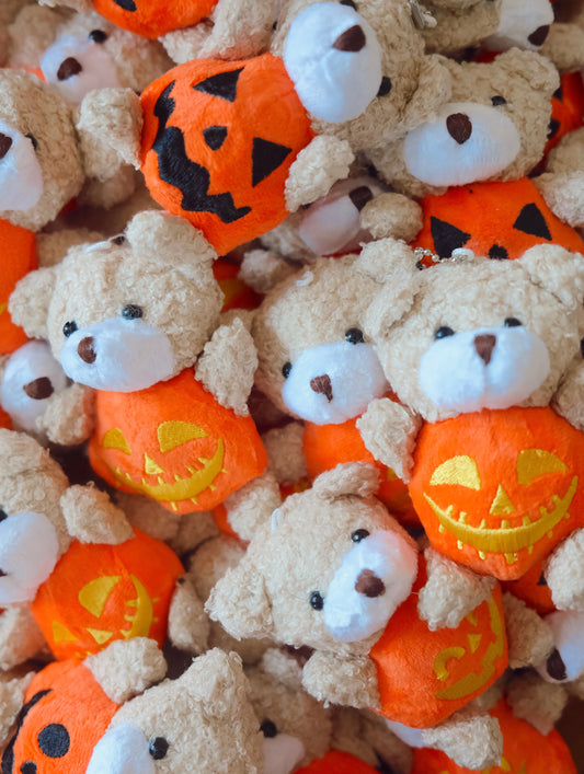 Teddy Pumpkin Plush Keychain