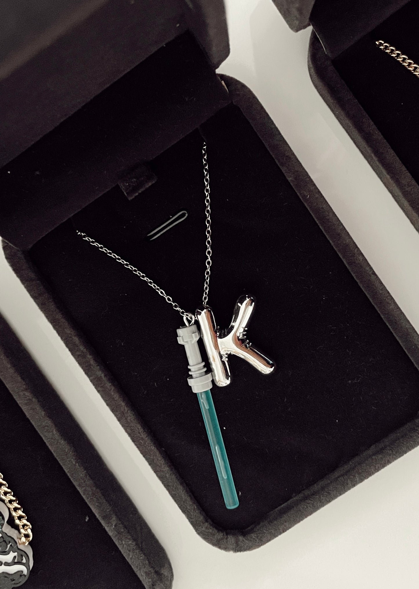 Lightsaber Balloon Initial Necklace | Silver & Gold - Made to Order