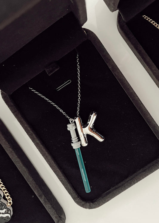 Lightsaber Balloon Initial Necklace | Silver & Gold - Made to Order