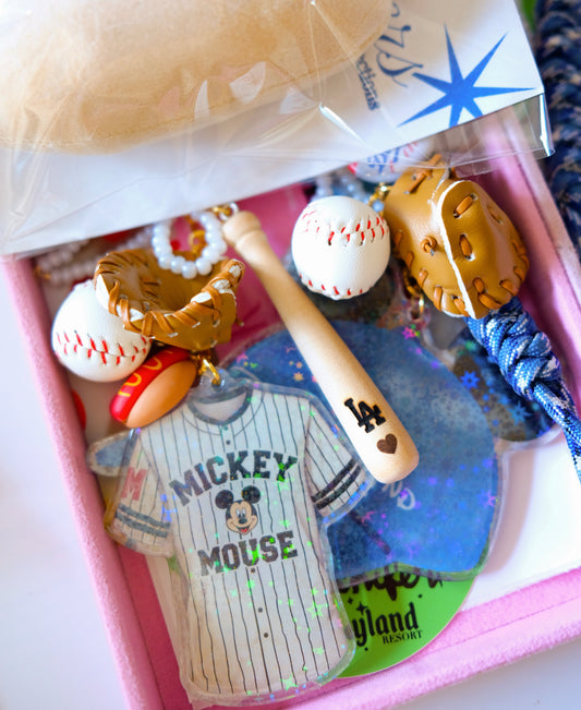 Ball Game Keychain - Engrave Baseball Bat Option