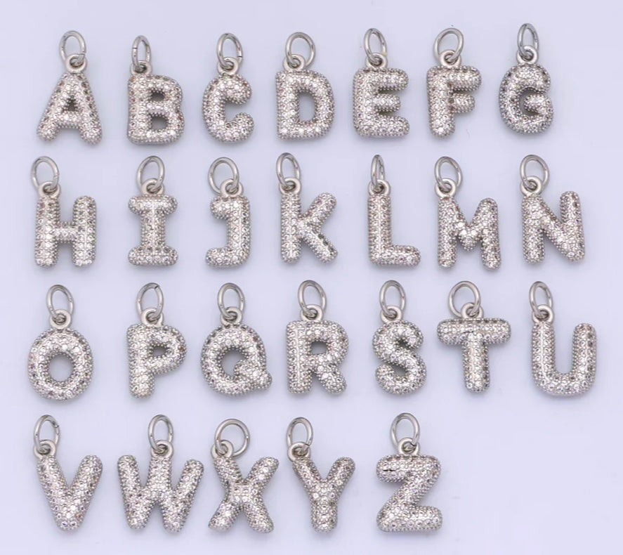 Pave Silver Initial Charm