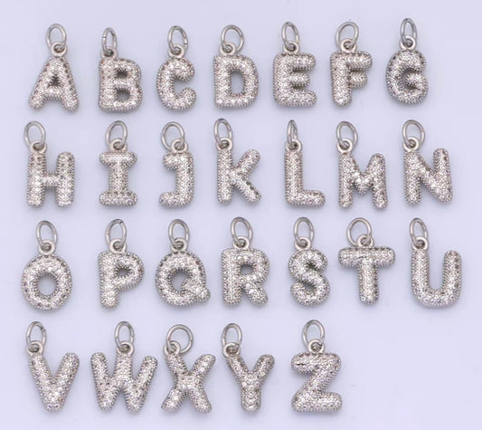 Pave Silver Initial Charm