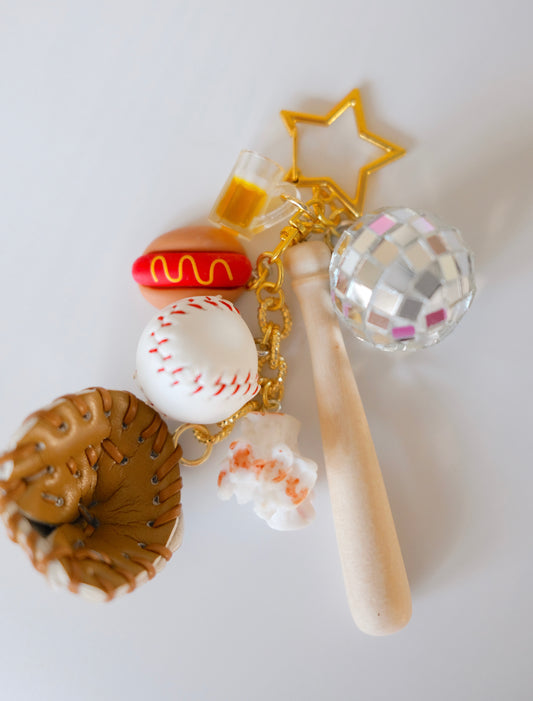 Ball Game Keychain - Engrave Baseball Bat Option