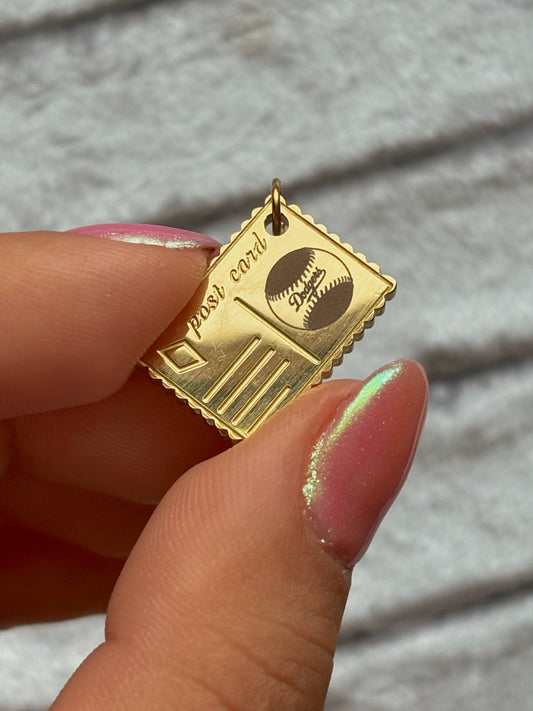 Custom Engrave Postcard Charm | Silver or Gold