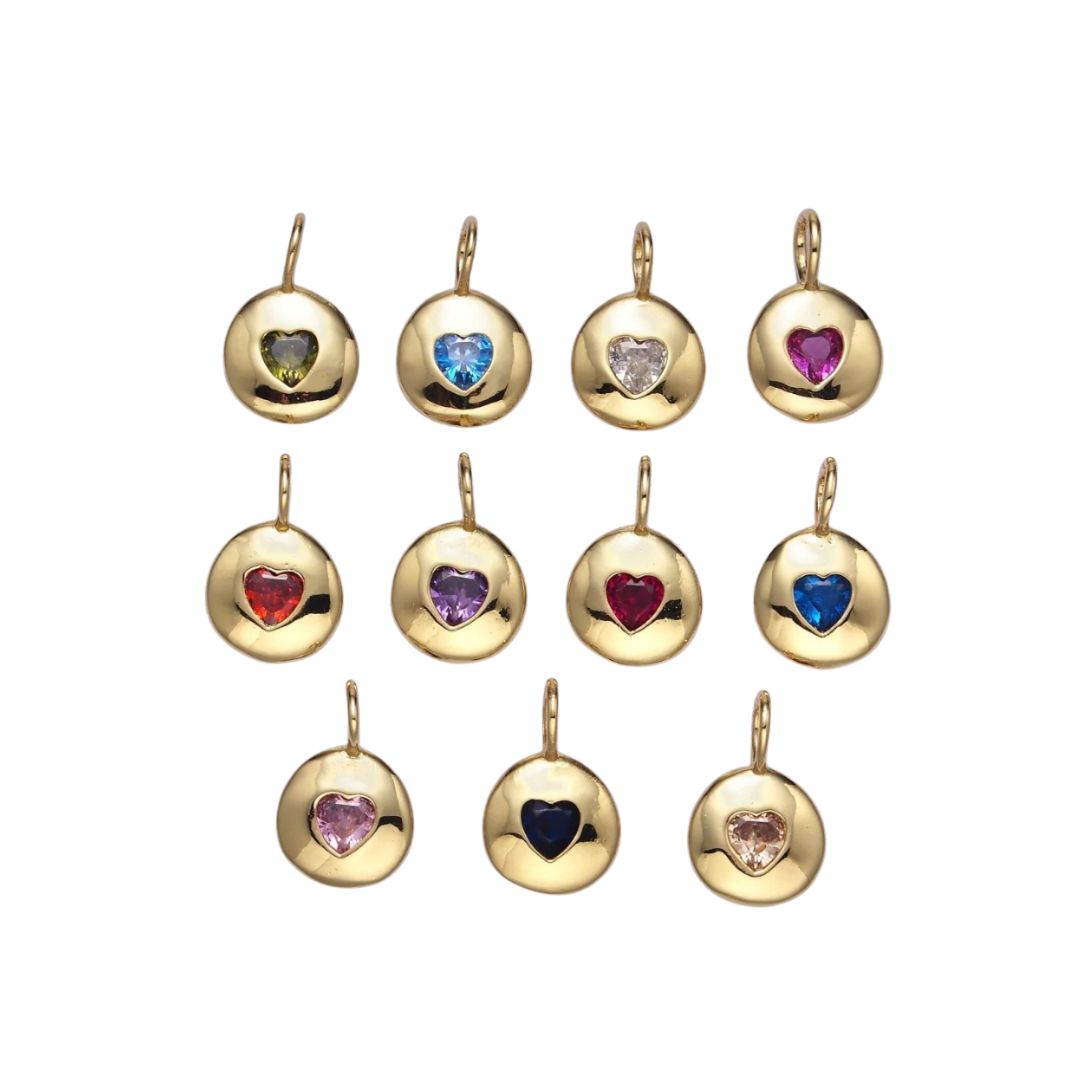 CZ Heart Bezel Charm