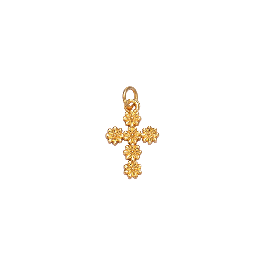 Floral Cross Charm