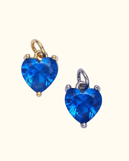 Cubic Zirconia Dodger Blue Heart Charms