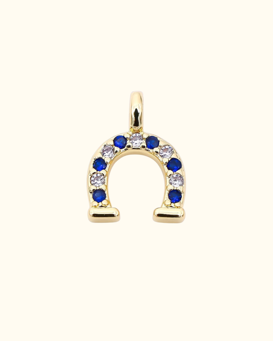 Mini Blue Lucky Horseshoe Charm