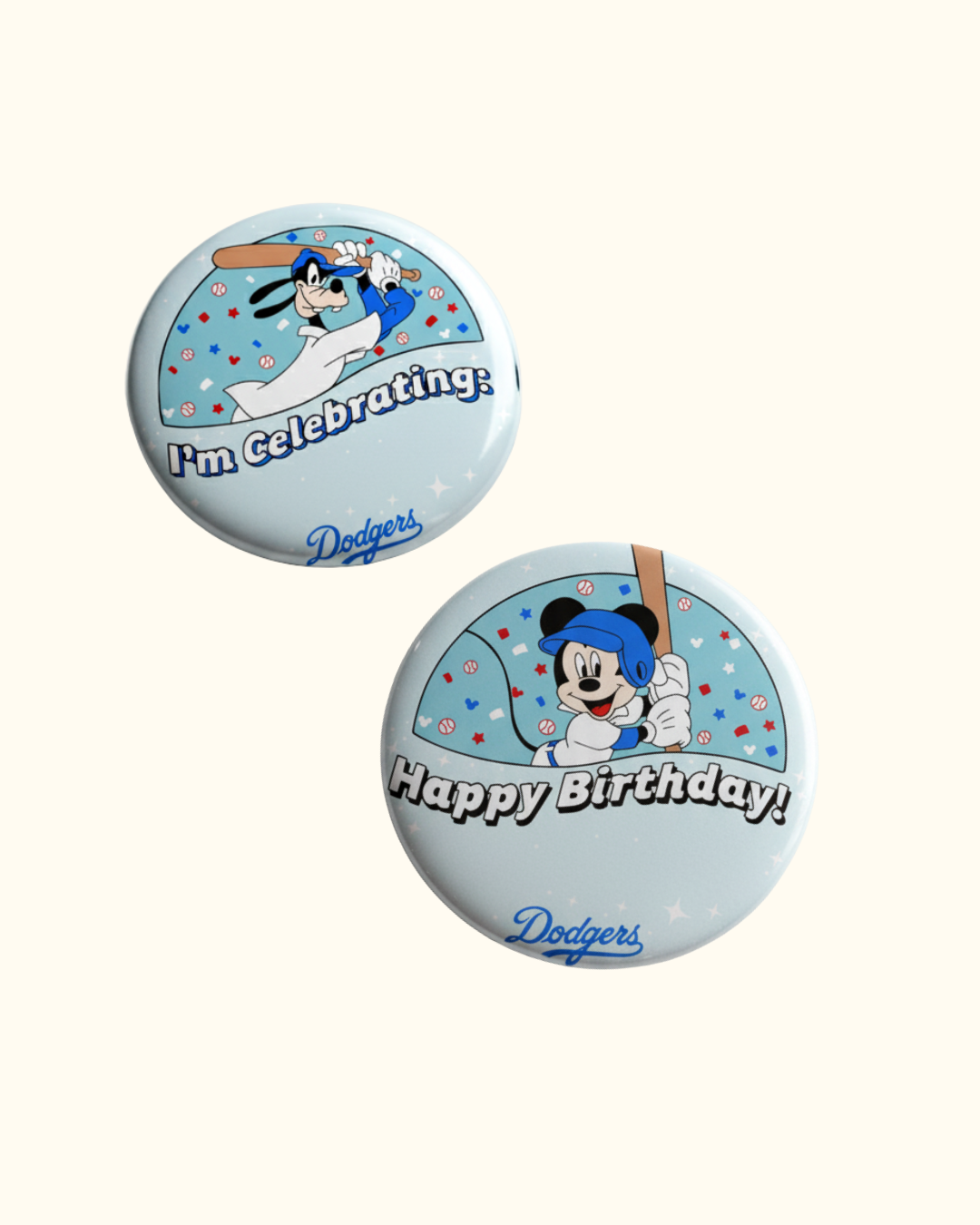 Goof and Mickey Dodgers Button Charm